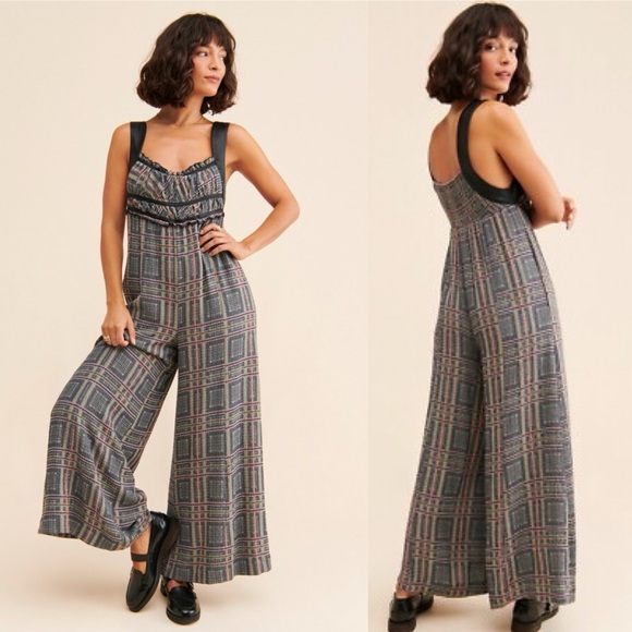Free People Marley Plaid Jumpsuit Size XS